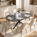 Tavolo Pranzo Allungabile 4-6 Posti 135x100x75 cm con Prolunga a Farfalla e Base a X in MDF e Acciaio Marmo Nero      