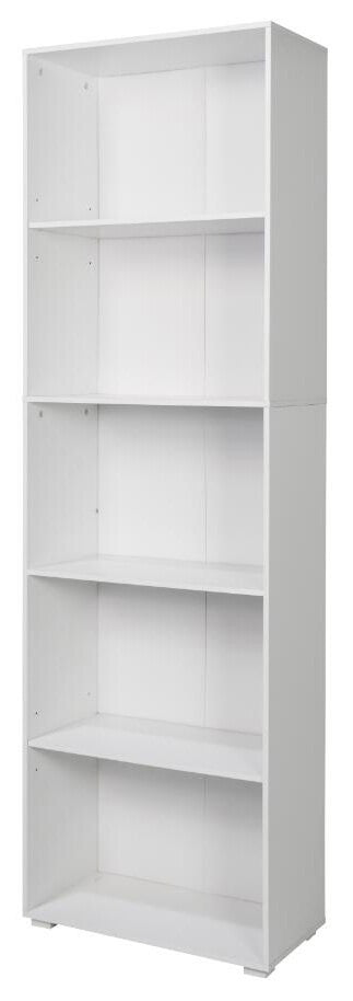Bücherregal 5 Regale 60x30x195 cm aus weißem MDF sconto