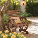 Panca da Giardino 66x55x90 cm Sedia Design Carro in Legno Massello Marrone      