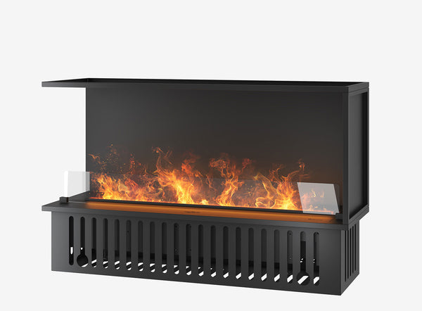 acquista Camino a Vapore Elettrico Bifacciale Angolare a Sinistra 120x50x40 cm Invapo Corner L1200 con Ricarica Automatica Nero