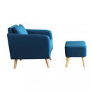 Poltrona con Poggiapiedi Ashlie in Tessuto Blu melange