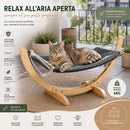 Cuccia Amaca per Gatti 72x35x10 cm Portata Max 6 kg Struttura in Legno Cuscino Grigio      