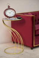 Porta Telefono Flush Ø43x73 cm in Ferro MDF e Specchio Nero e Oro