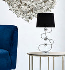 Lampada da Tavolo Argento Ball Ø33x67 cm in Ferro PVC e Tessuto Argento e Nero