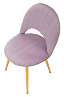 Set 2 Sedie Imbottite 52x48x78 cm in Tessuto Velluto Flex Rosa e Oro
