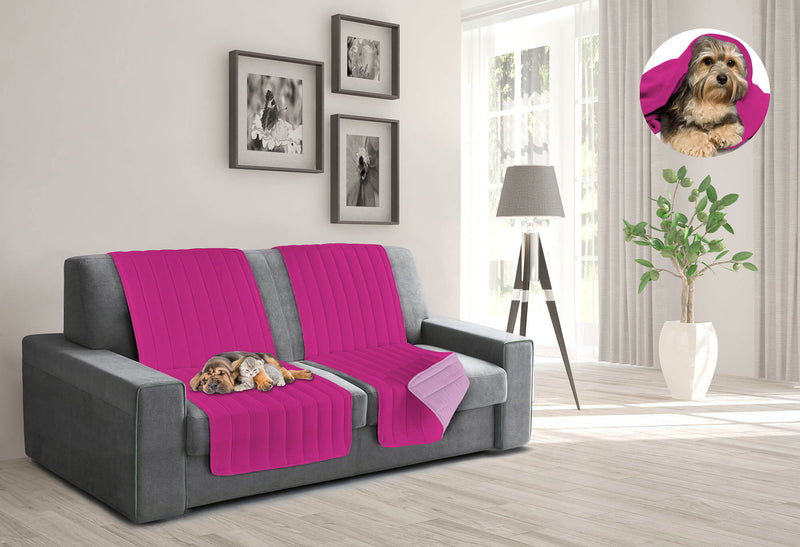 Copridivano a Fascia Doubleface Trapuntato 60x190cm Lilla/Fucsia