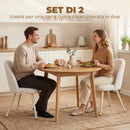 Set 2 Sedie da Pranzo 51x54x84 cm con Seduta Imbottita in Velluto Bianco      