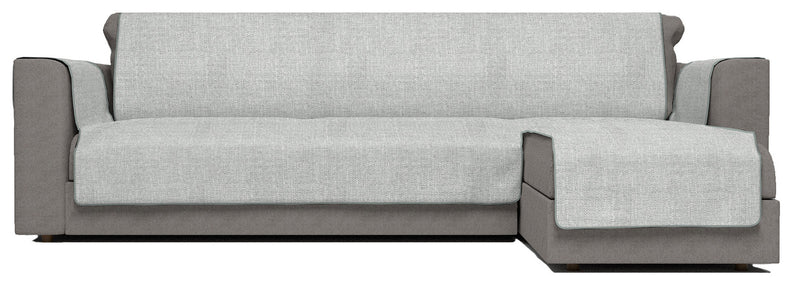 Copridivano in Poliestere con Penisola Destra Grigio Varie Misure