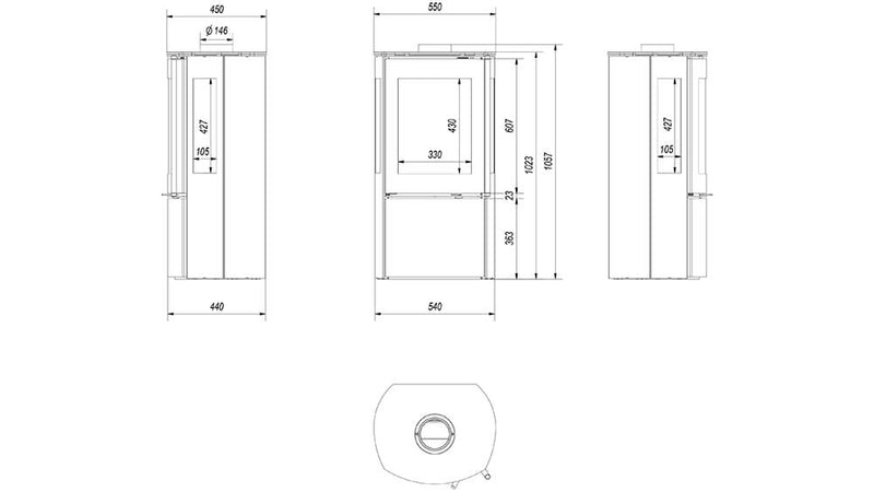 Stufa a Legna 6/11KW in Acciaio Flig Santa Monica Plus Nera