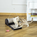 Tiragraffi per Gatti in Truciolato 44x24x16 cm con Gioco di Piume in Truciolato Peluche e Sisal Grigio