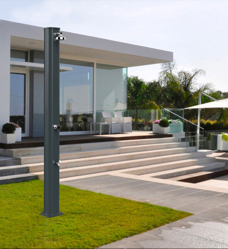 Doccia Solare da Giardino 40L Miscelatore e Lavapiedi Arkema Big Jolly Grigio Antracite