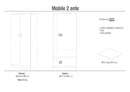 Armadio 2 Ante 77x182x52 cm Bianco Lisco