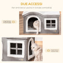 Cuccia per Gatti 63,5x37x40 cm in Legno e MDF Bianco e Grigio