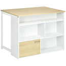 Isola da Cucina con Piano a Ribalta 116x79,5x91 cm in MDF Bianco e Legno Naturale