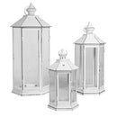 Set 3 Lanterne in Metallo bianco esagonale Seconda Scelta