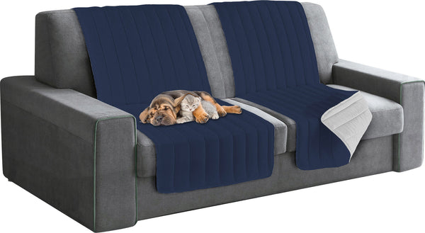 Doubleface gesteppter Sofabezug 60x190cm Dunkelblau/Hellgrau prezzo