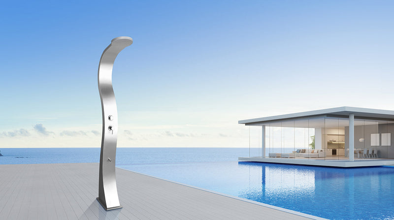 Doccia da Esterno Giardino Miscelatore e Lavapiedi Grigio Metallizzato