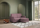 Divano 2 Posti con Pouf 138x155x85 cm Karay in Tessuto Prugna