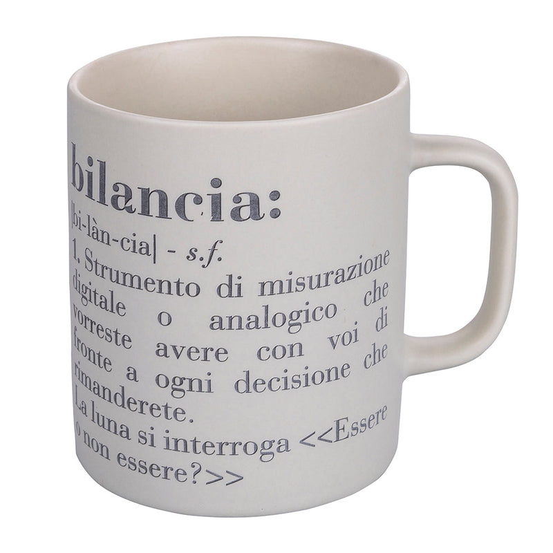 Tazza Zodiaco "bilancia" Ø8x10 cm in Bone China VdE Tivoli 1996 Bianco