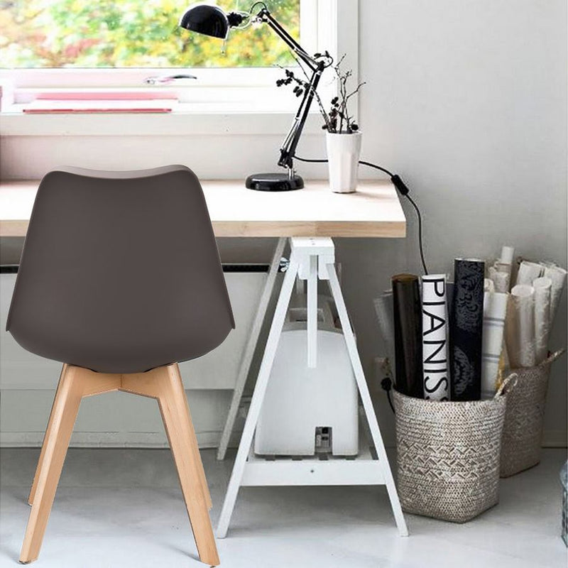 Set 4 Sedie 53,5x48,5x83 cm in Polipropilene e Similpelle Candice Caffè