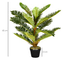 Pianta Artificiale di Palma con 18 Foglie Altezza 85 cm Vaso Incluso Verde      