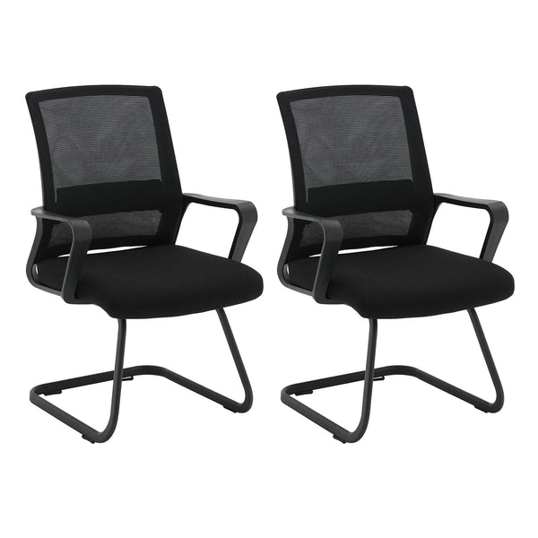 online Set 2 Sedie Visitatori da Ufficio 59x48x91h cm per Riunioni Conferenza e Sala d'attesa Nera