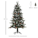 Albero di Natale Artificiale Innevato 150 cm 440 Rami con Bacche Rosse e Pigne Verde