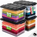Set 4 Pezzi Contenitori con Coperchio 58x38,5x43 cm Storage Box Solid Cargo Capienza 67L in Plastica      