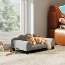 Cuccia Divano per Cani con Braccioli 66x42x28,5 cm in Tessuto French Terry Grigio  