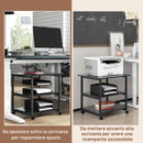 Carrello Porta Stampante a 3 Ripiani 50x50x52,5 cm con 4 Ruote in Legno e Acciaio Nero  