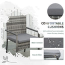 Set Tavolo Allungabile e 6 Sedie da Giardino con Cuscini in Rattan PE Grigio e Marrone