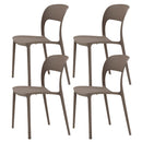 Set 4 Sedie Impilabili 85x45x56 cm in Polipropilene e Fibra di Vetro Kate Tortora