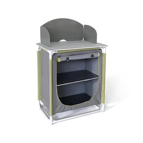 Klappbarer Campingkocherhalter 2 Ablagen aus Aluminium und Polyester mit Taddei 75 Sichtschutz sconto