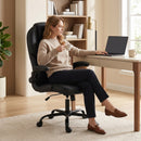 Sedia Ufficio Girevole 71x71x120-130 cm Funzione Dondolo Braccioli Ribaltabili Schienale Alto in Pelle PU Nero      