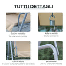 Dondolo 2 Posti da Giardino 175x112x165 cm in con Tavolino in Metallo e Poliestere Beige