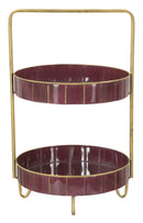 Svuota Tasche Double Glam 36,5x34,5x56,5 cm in Ferro e Specchio Bordeaux e Oro