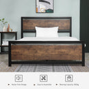 Struttura Letto Una Piazza e Mezzo 140x200 cm in Acciaio con Doghe Integrate Nero e Marrone Rustico
