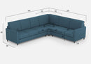 Divano Angolare 6 Posti 281x221x85 cm Karay in Tessuto Avio