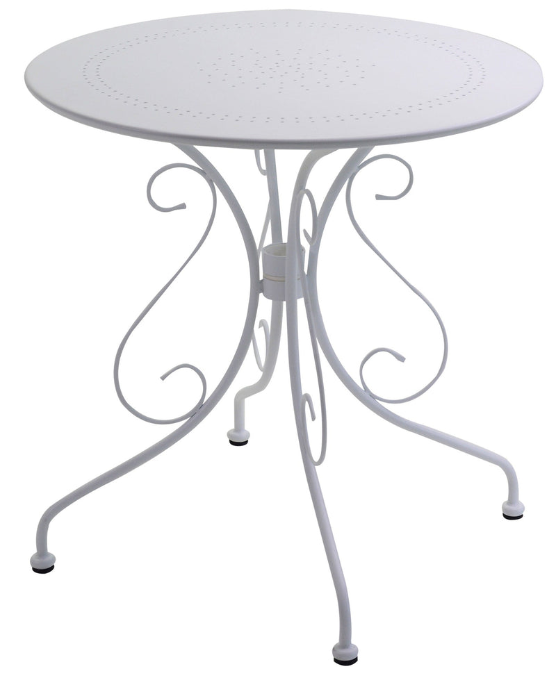 Tavolo da Giardino Rotondo Ø70cm in Metallo Old Bianco