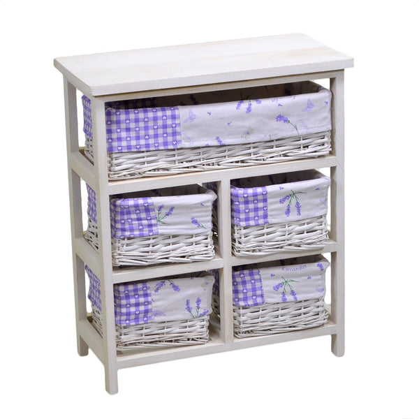 sconto Holzkommode 5 Schubladen 50x25H59cm Adami Lavendel