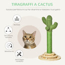 Albero Tiragraffi a Cactus per Gatti 32x32x60 cm in Corda Sisal e Palline in Legno Verde