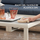 Set Salotto da Giardino Angolare Poltrona Reclinabile 2 Divanetti con Cuscini e Tavolino Grigio   