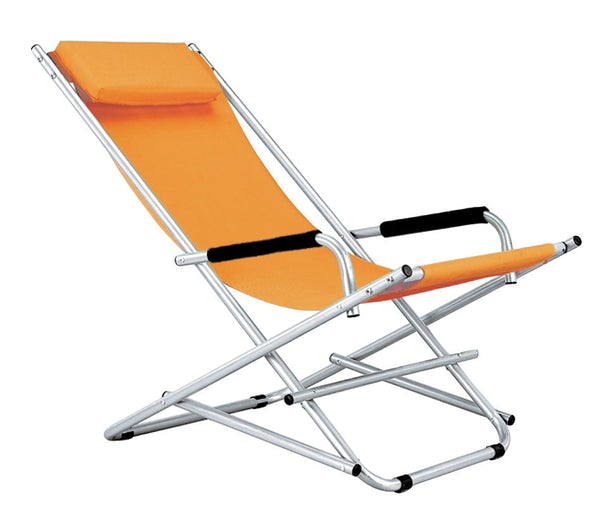 sconto Klappbarer Liegestuhl aus orangefarbenem Texilene-Gewebe Stahl