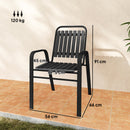 Set 4 Sedie da Giardino 56x66x91 cm Impilabili in Acciaio e PP Nero      