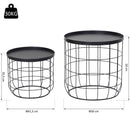 Set 2 Tavolini in Metallo Ø50x50 cm e Ø41,5x35,5 cm  Net Nero