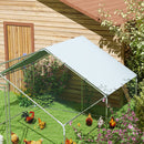 Recinto per Galline da 10 mq 300x340x190 cm per 10-15 Galline con Tetto Impermeabile in Acciaio e Tessuto Argento 