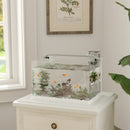 Acquario in Vetro con Luci LED da 20L 38x26x27 cm Filtro e Pompa d'Acqua Bianco   