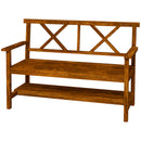 Panchina da Giardino 2 Posti in Legno con Ripiano e Braccioli 125x58x88cm Legno
