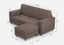 Divano 3 Posti con Pouf 208x155x85 cm Marrak in Tessuto Talpa