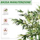 Pianta Artificiale di Bambù Alta 180 cm da 1640 Foglie con Base in Legno di Pino Verde      